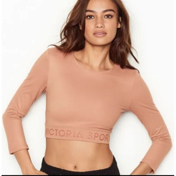 Victorias Secret Compression Crop Long Sleeve Sports Top Sz S - Picture 1 of 11